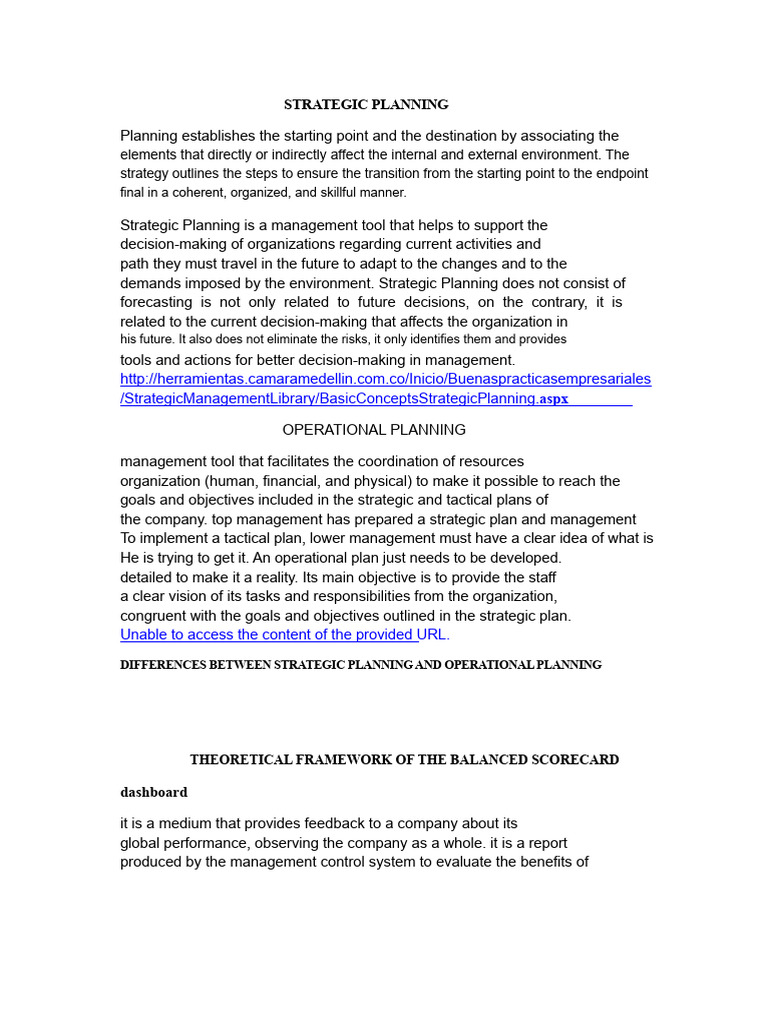 Strategic vs. Operational Planning Guide | PDF | Strategic Planning | Goal