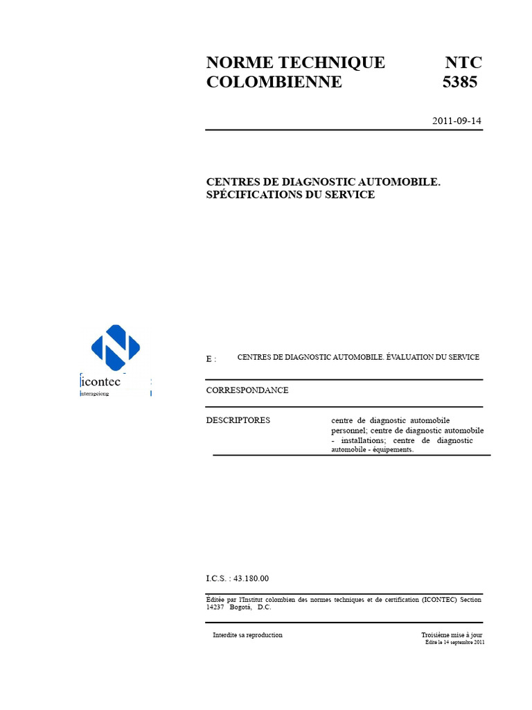 Norme NTC 5385 : Diagnostic Automobile | PDF | Véhicules | Moteur diesel