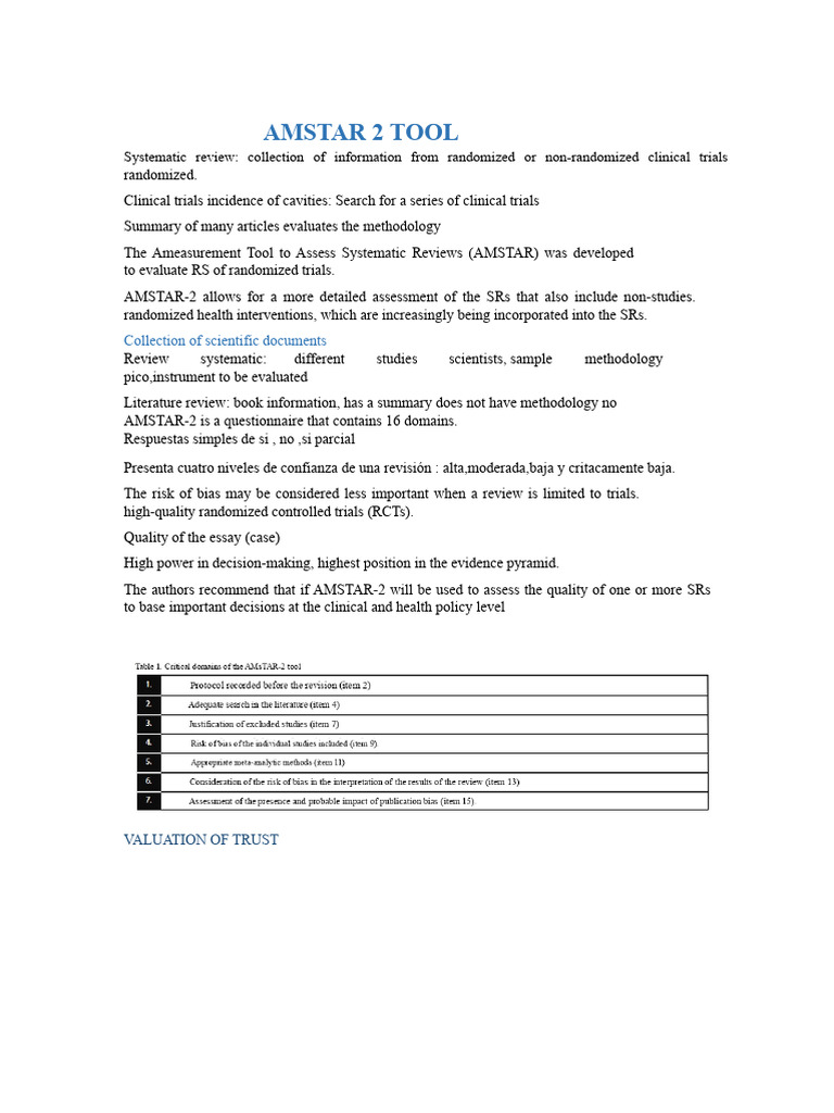 Amstar 2 Tool | PDF | Meta Analysis | Randomized Controlled Trial