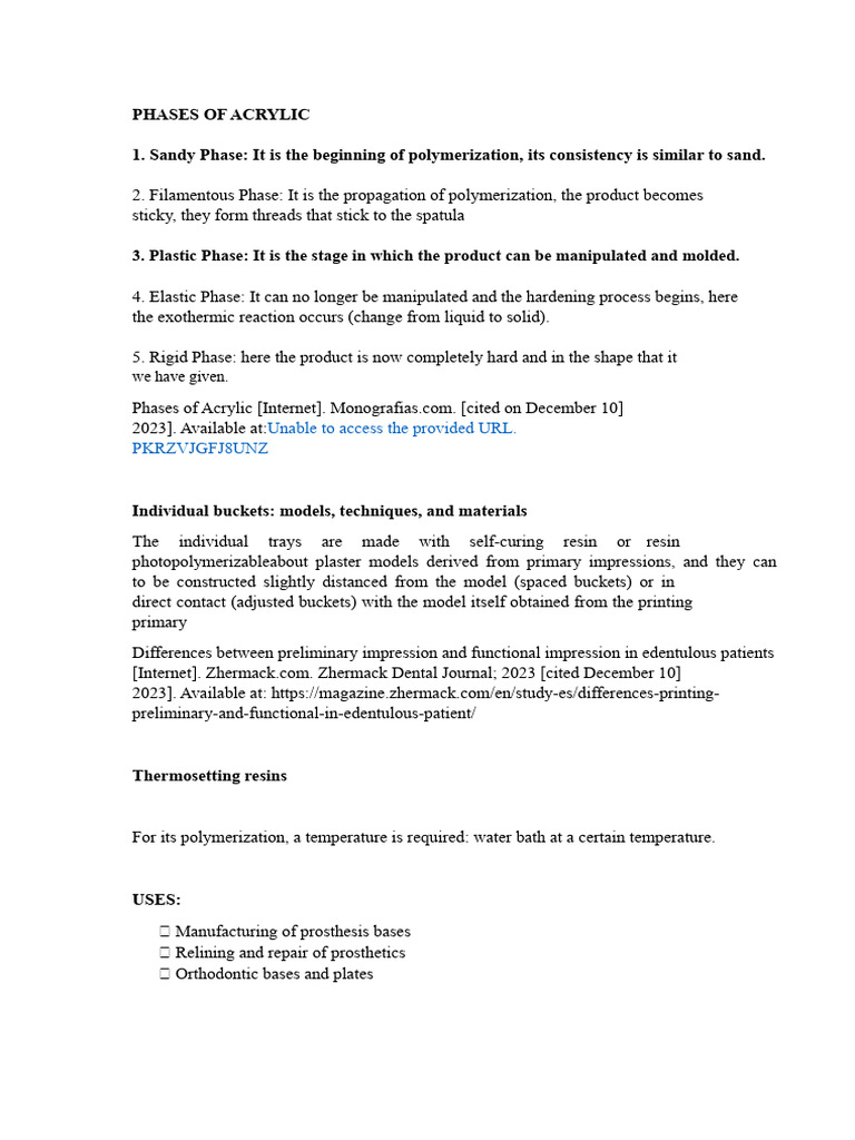 Phases of Acrylic Polymerization Explained | PDF | Poly(Methyl ...