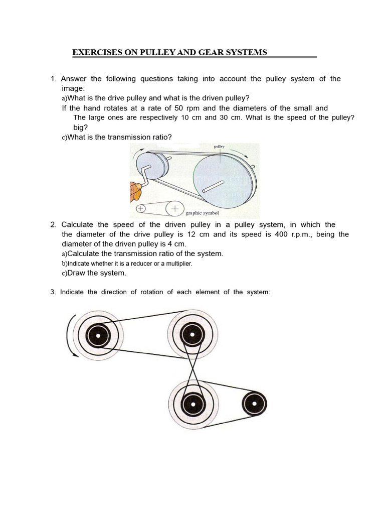 Pulley and Gear System Exercises | PDF