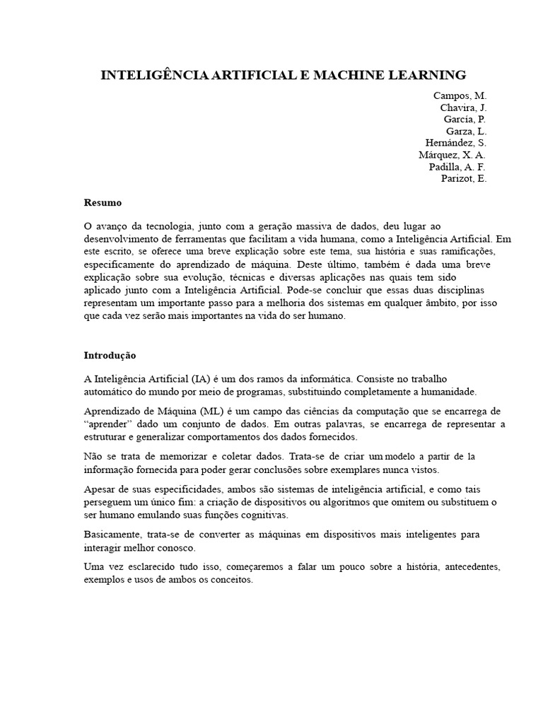 Inteligência Artificial e Aprendizado de Máquina | PDF | Inteligência ...