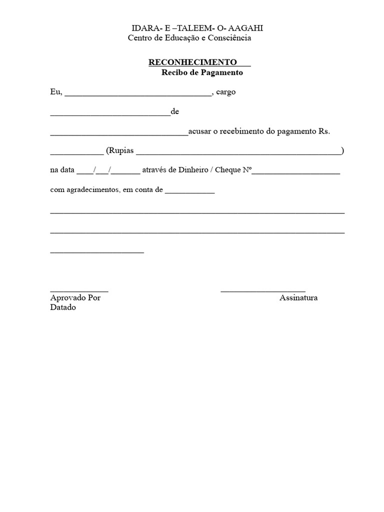 Confirmação de Recebimento de Pagamento | PDF