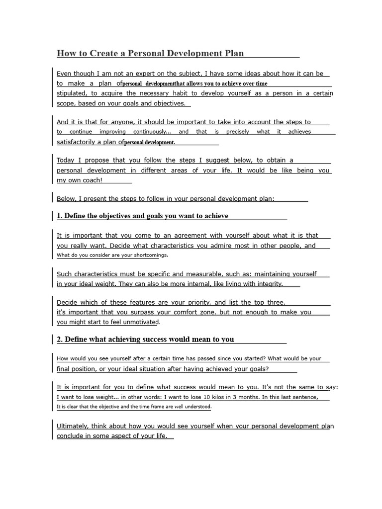 Steps to Create a Personal Development Plan | PDF | Goal ...