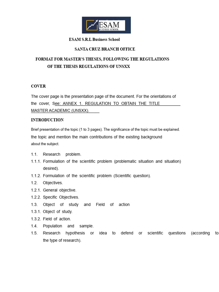 FINAL THESIS FORMAT - UNSXX REGULATIONS Tutor | PDF | Methodology | Thesis