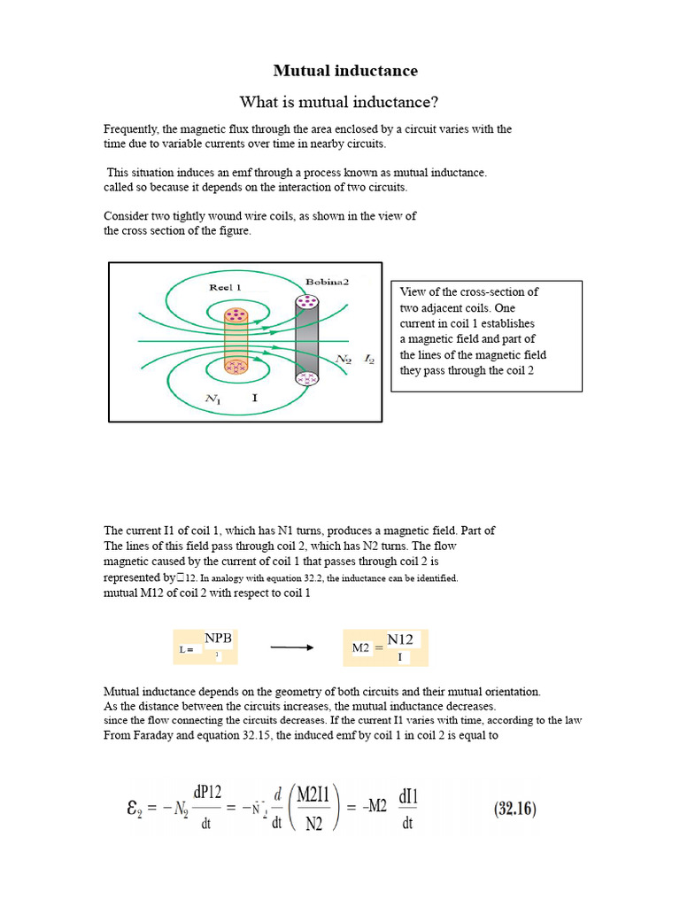 Mutual Inductance | PDF | Inductance | Inductor