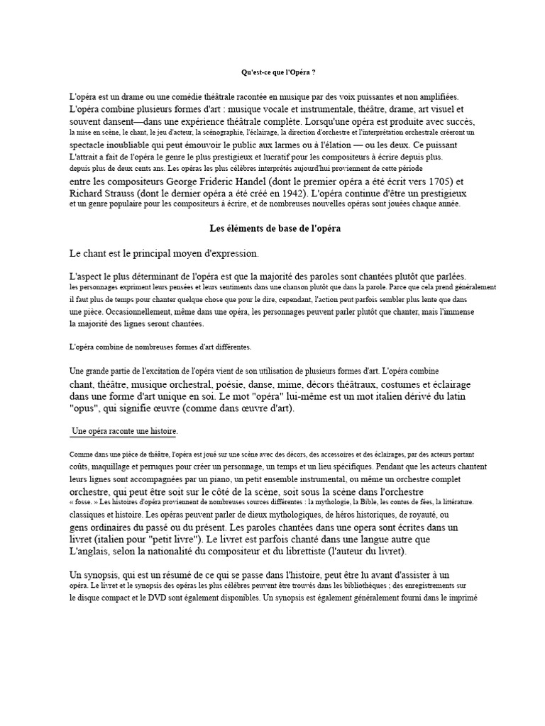 Comprendre l'Opéra : Définition et Art | PDF | Opéra | Orchestre