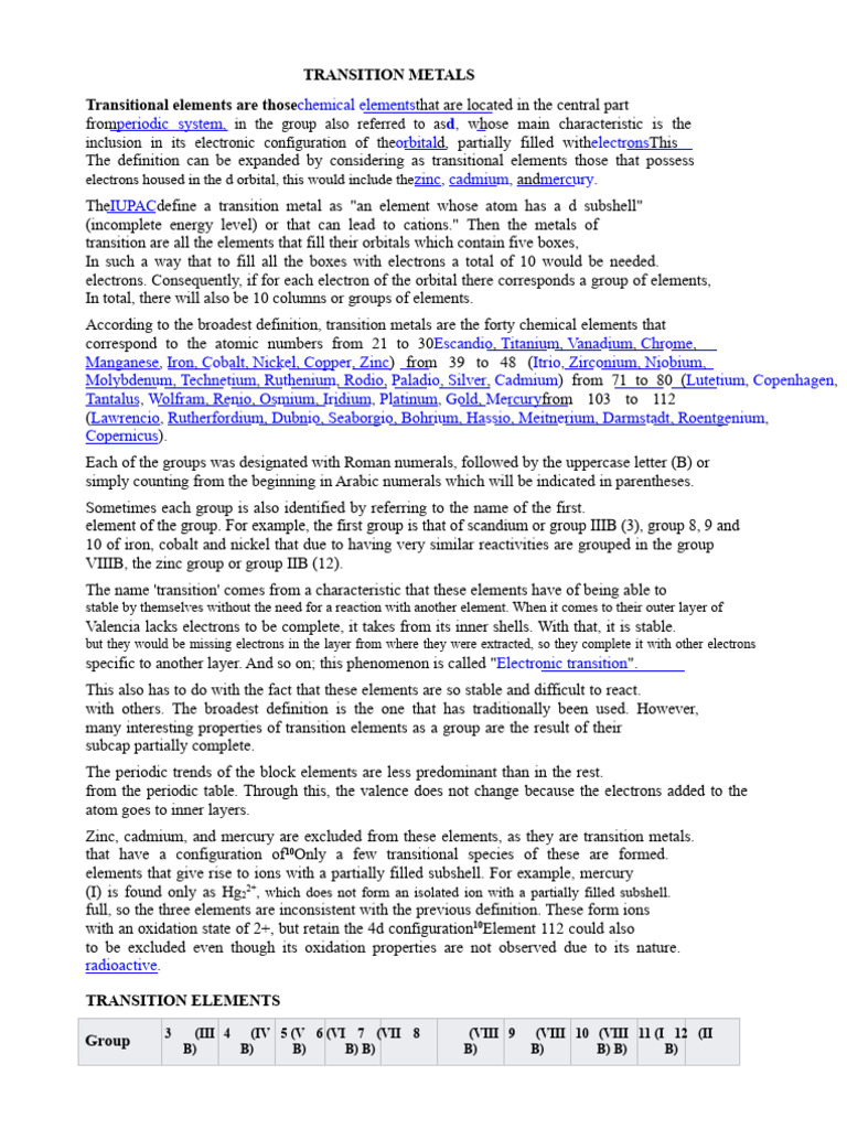 Understanding Transition Metals | PDF | Transition Metals | Periodic Table
