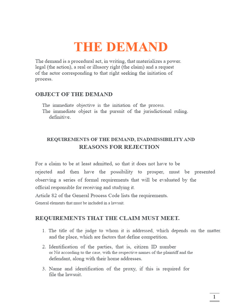 Essential Requirements for Legal Demands | PDF | Lawsuit | Burden Of ...