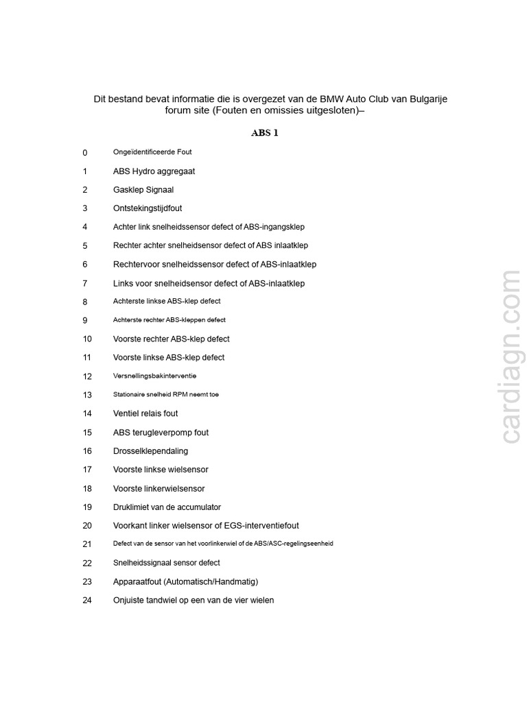 ABS Fout Codes PDF | PDF