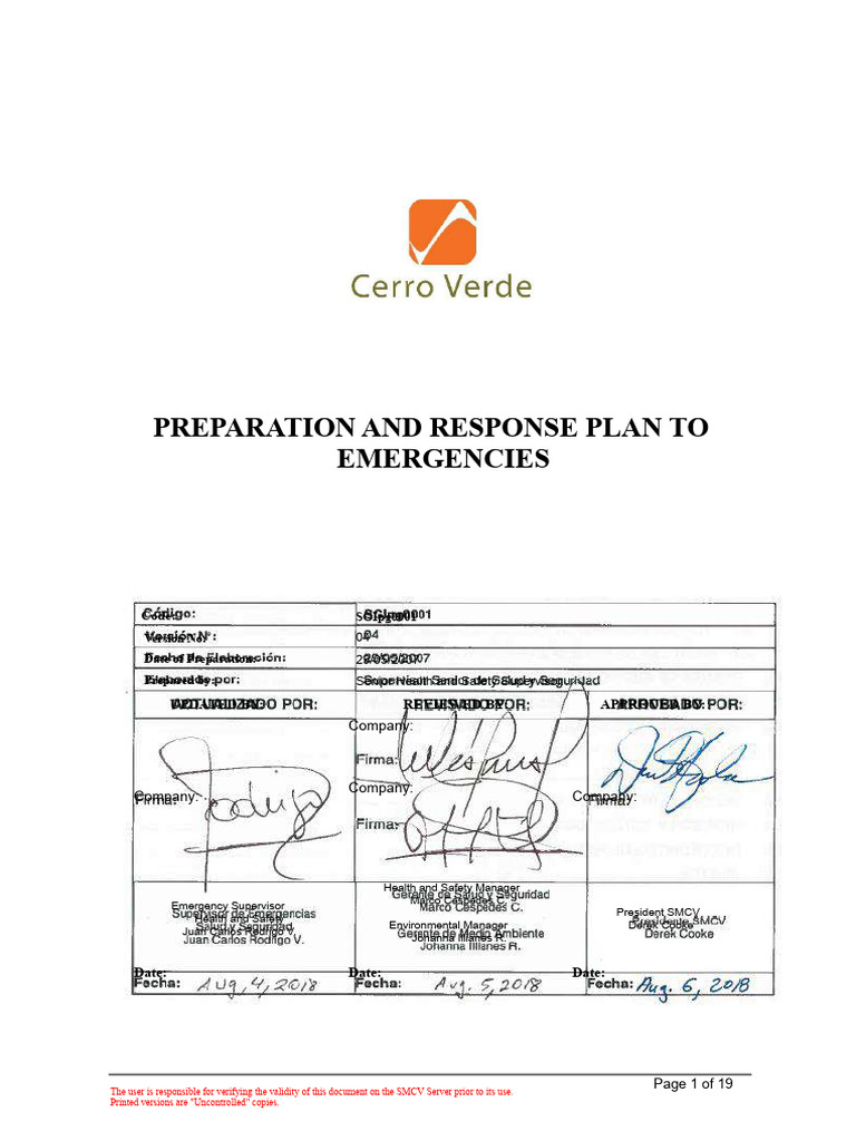 1 SGIpg0001 Emergency Preparation and Response Plan SMCV v.04 | PDF ...