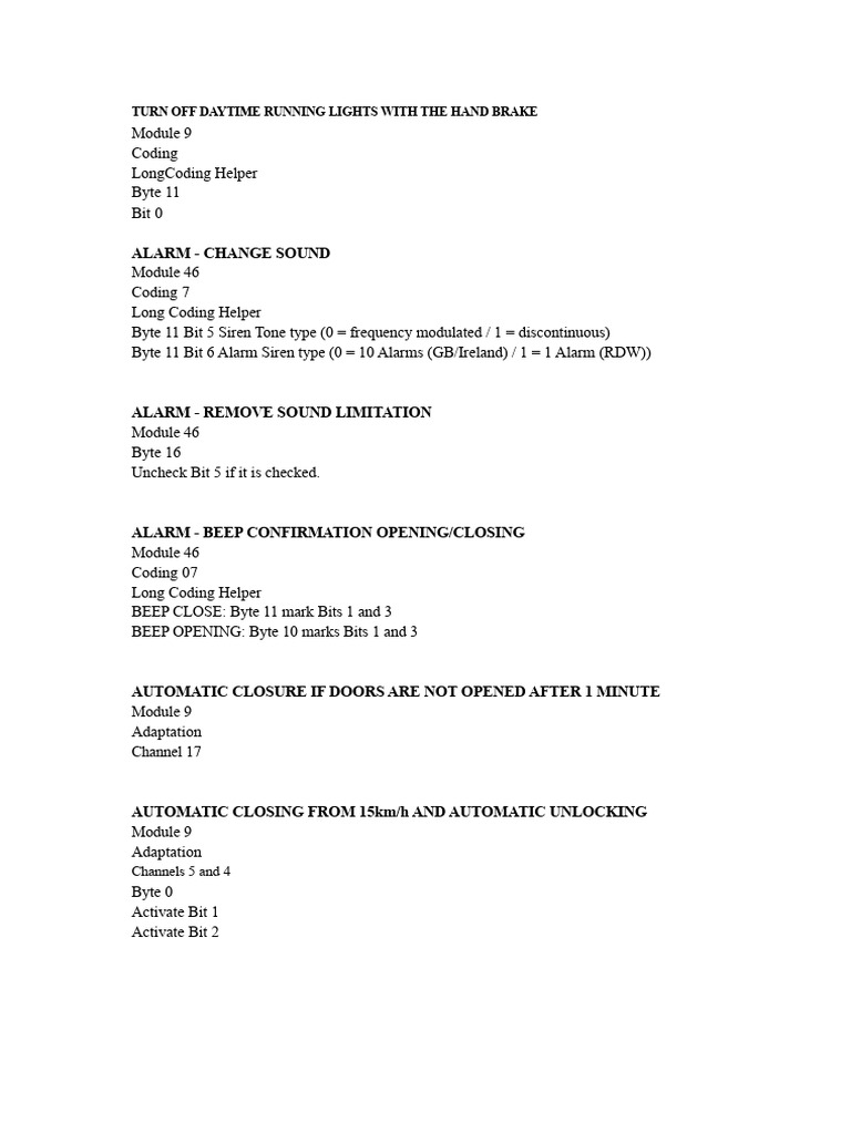 Car Module Coding Guide for Features | PDF | Automotive Technologies ...
