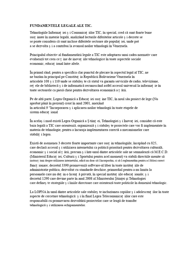 Fundamentele Legale Ale TIC | PDF