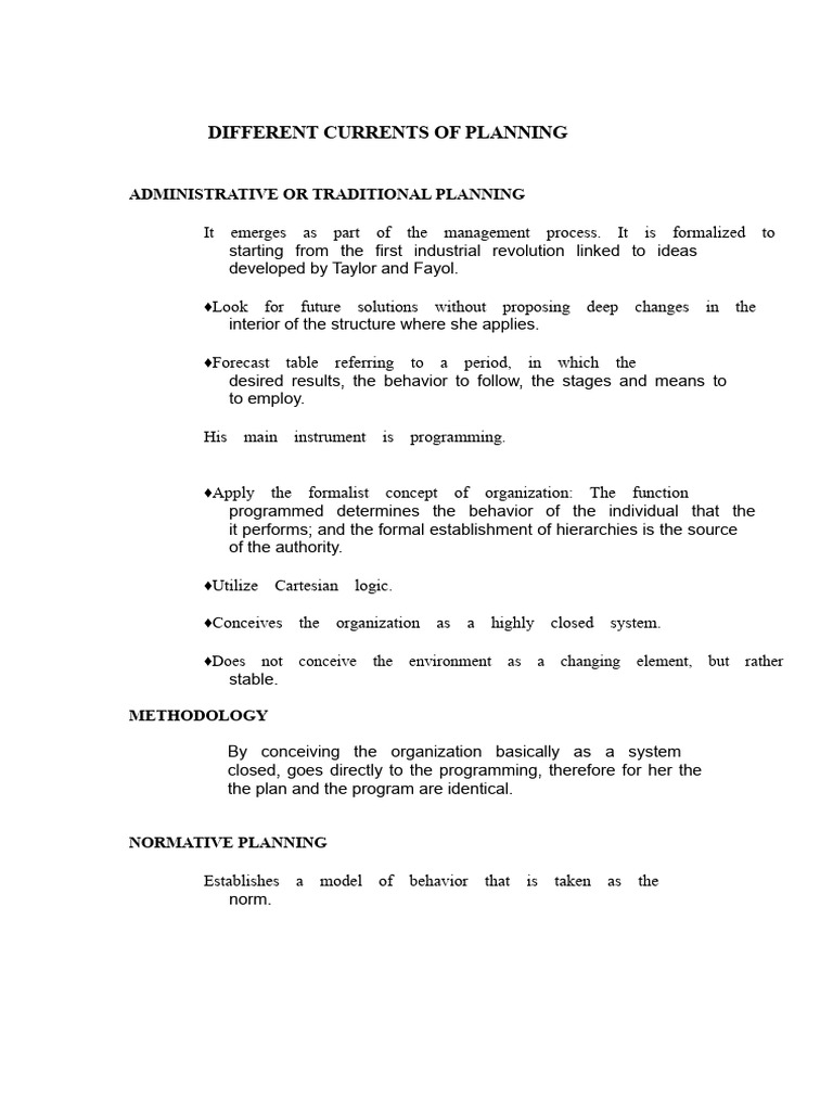 Planning Approaches: Types and Methods | PDF | Behavior | Methodology