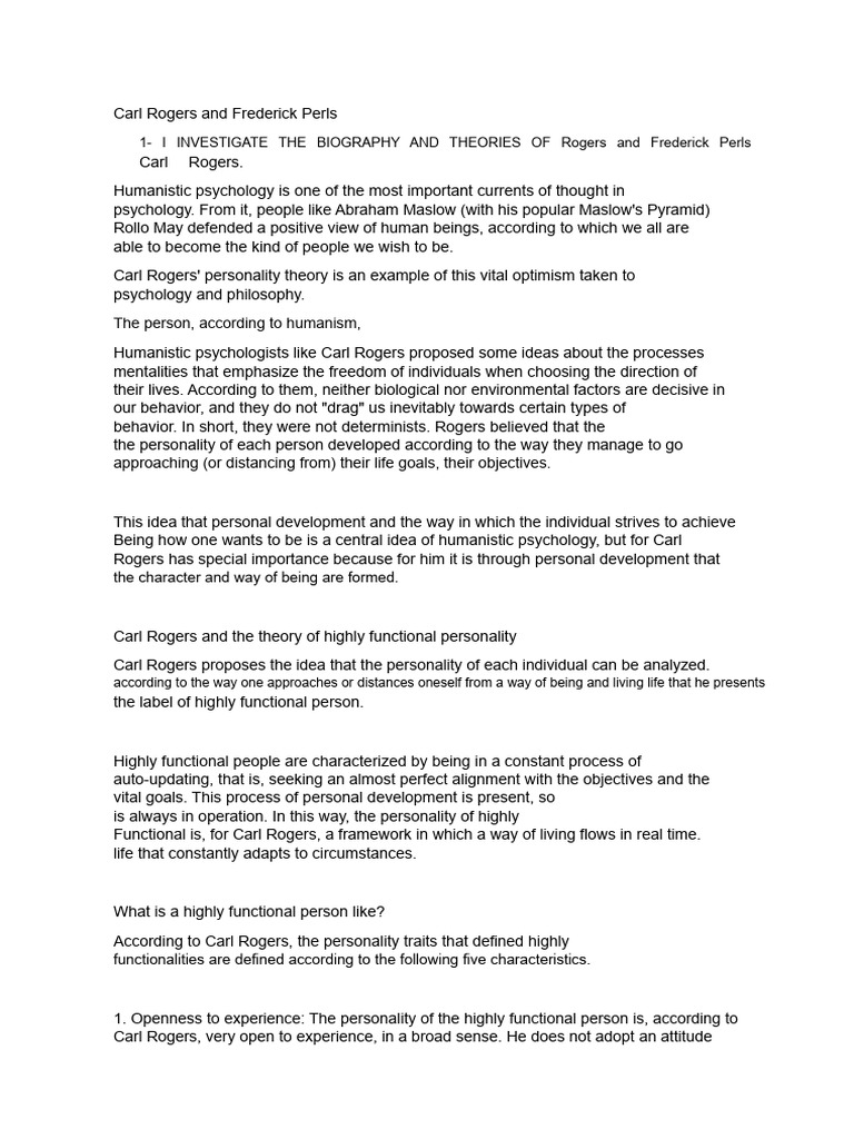 Rogers and Perls: Humanistic Insights | PDF | Gestalt Therapy ...