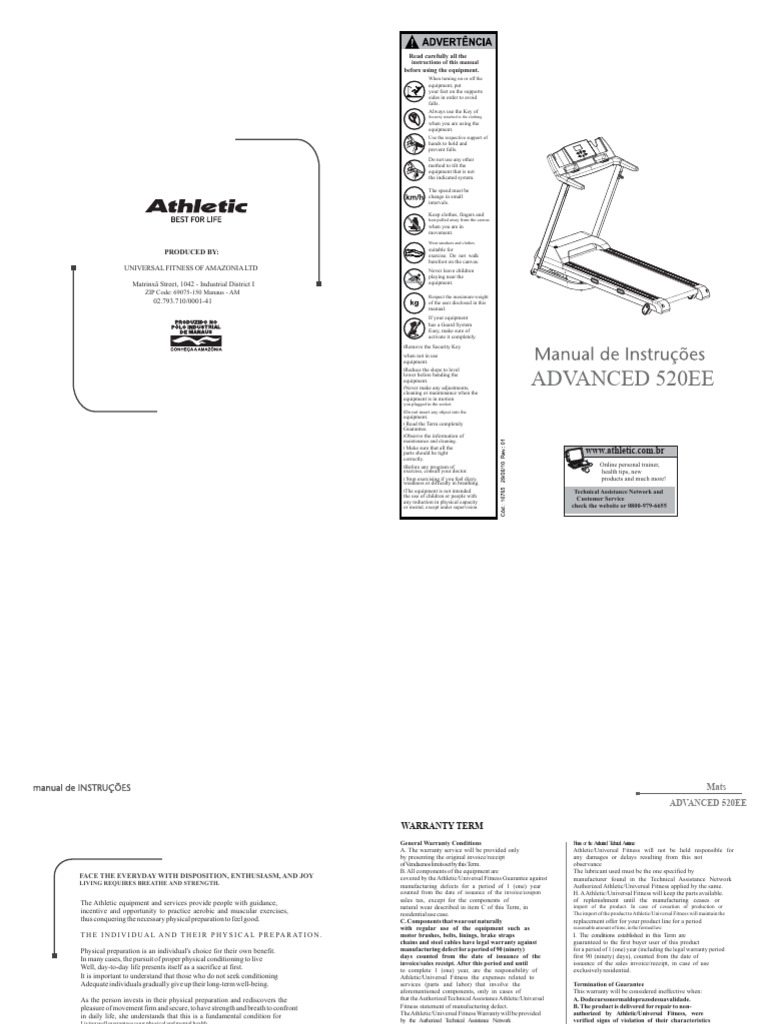 Advanced 520EE Equipment User Manual | PDF | Physical Fitness | Heart Rate