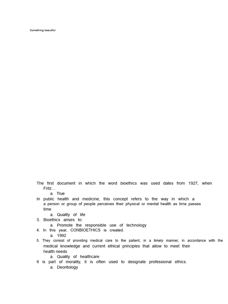 Bioethics Final Exam | PDF | Bioethics | Autonomy