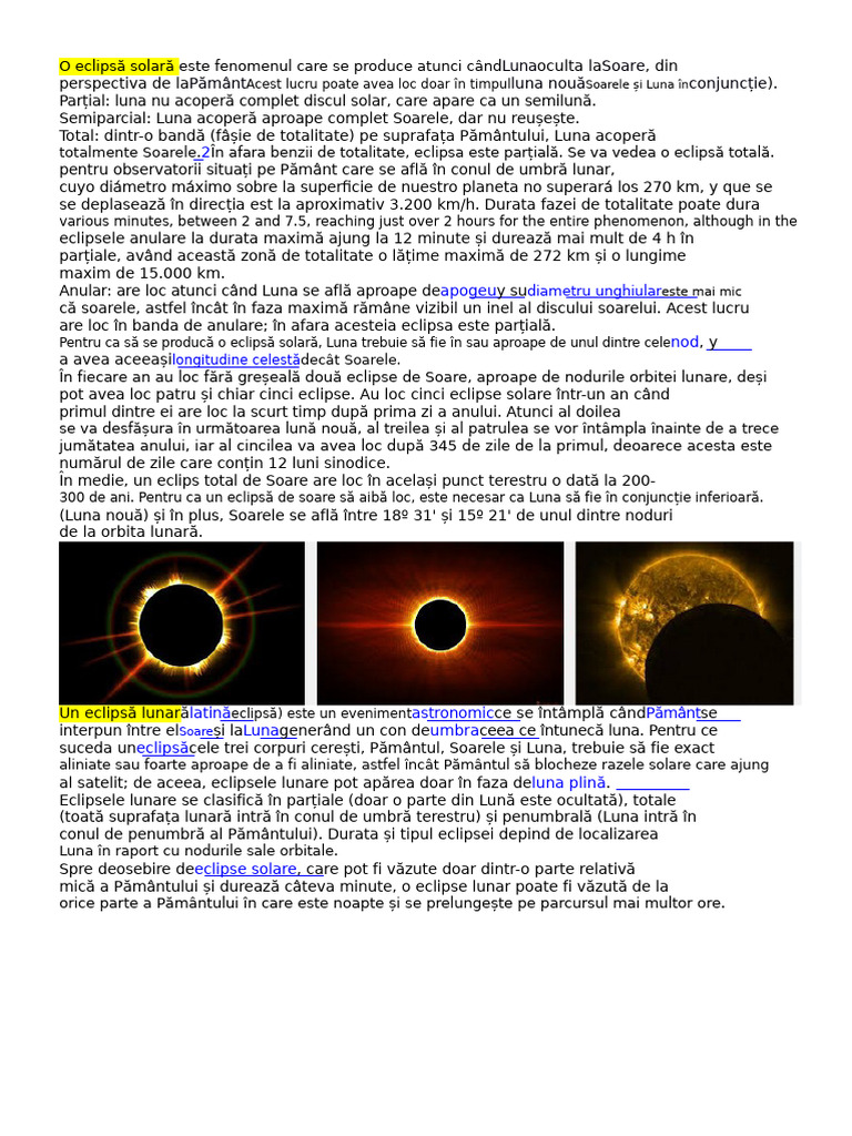 Eclipse Solar Și Lunar | PDF