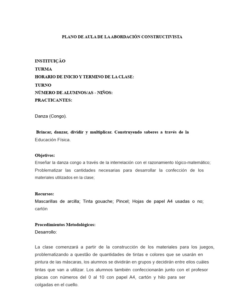 Plan de Clase Del Enfoque Constructivista | PDF | Constructivismo ...