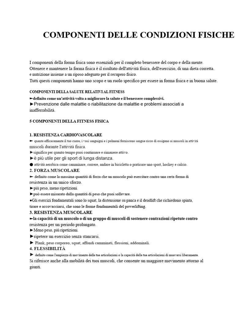Componenti Della Forma Fisica | PDF