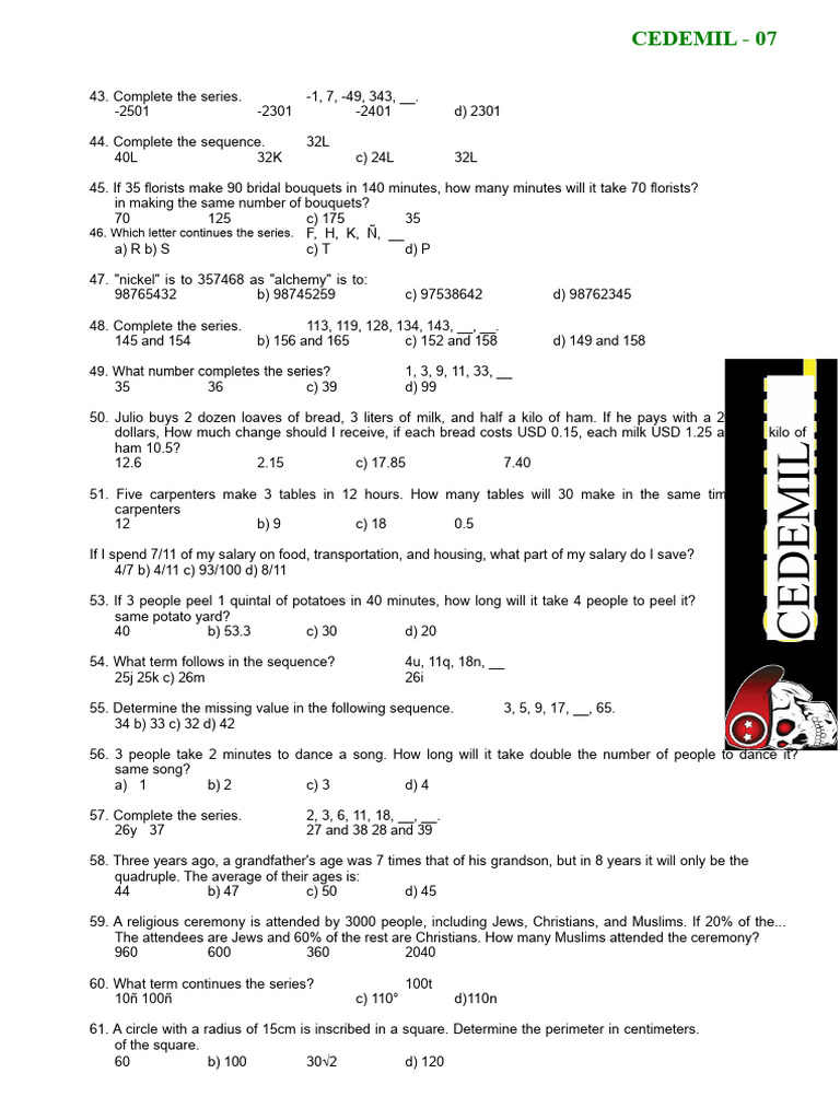 Mathematics Exercises | PDF | Area | Odds
