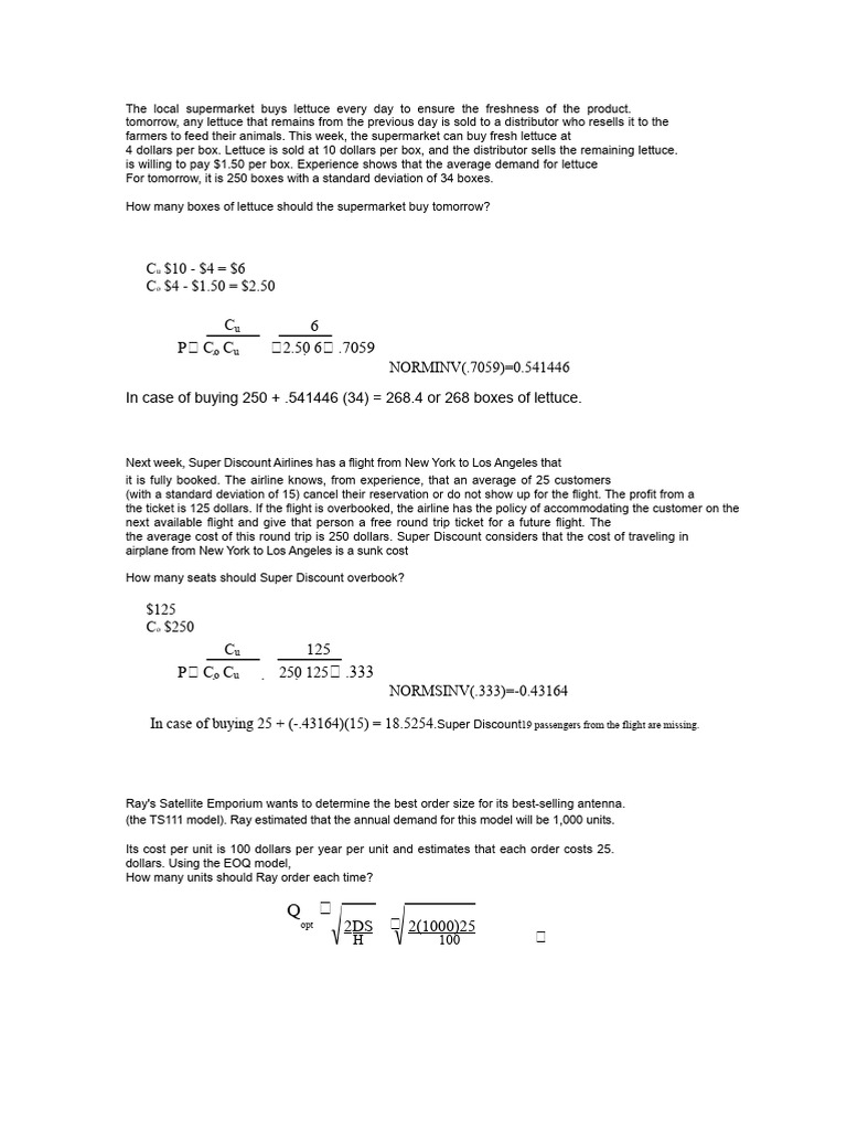 Solution Exercises | PDF | Inventory