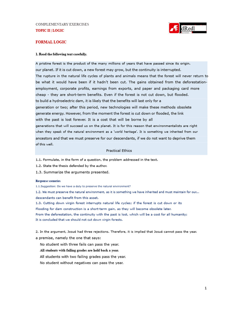 Ae pf1021 Complementary Exercises Topic2 | PDF | Argument | Logic