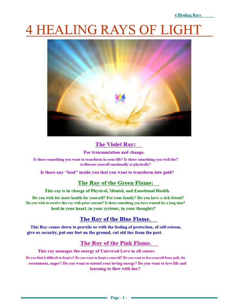 Four Rays of Healing Energy Guide | PDF | Planets In Astrology | Love