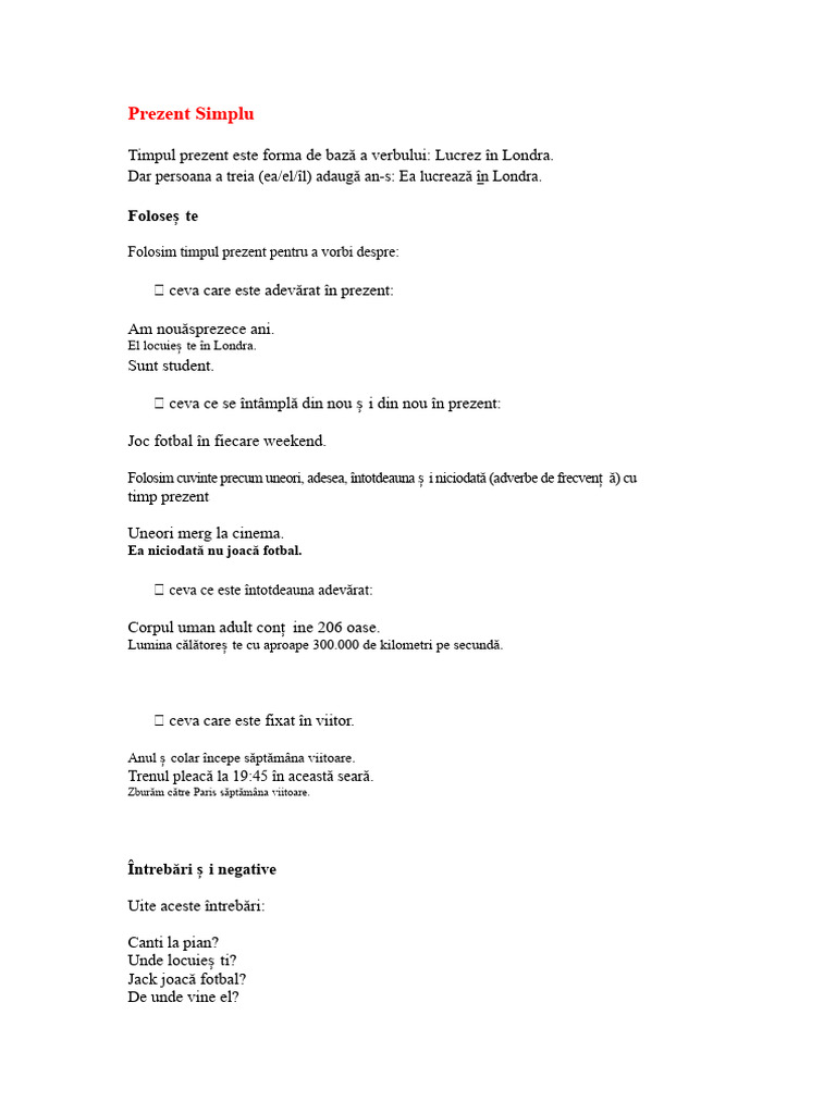 Prezent Simplu Vs Prezent Perfect | PDF