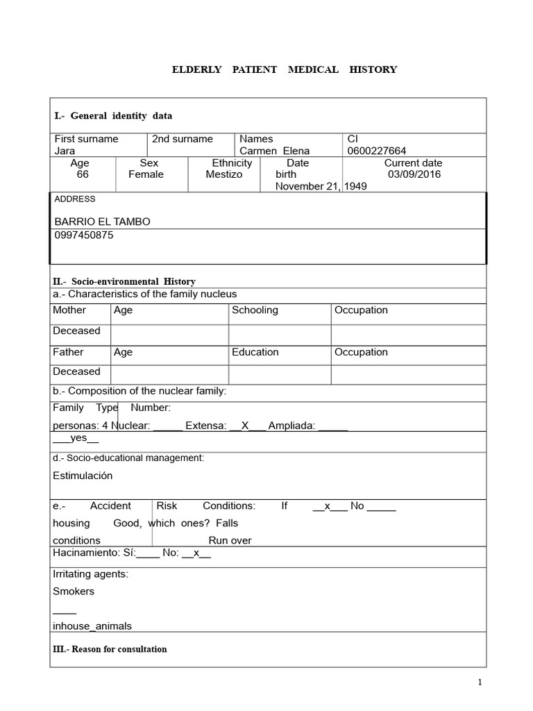 Elderly Patient Medical History Report | PDF | Physical Examination | Heart