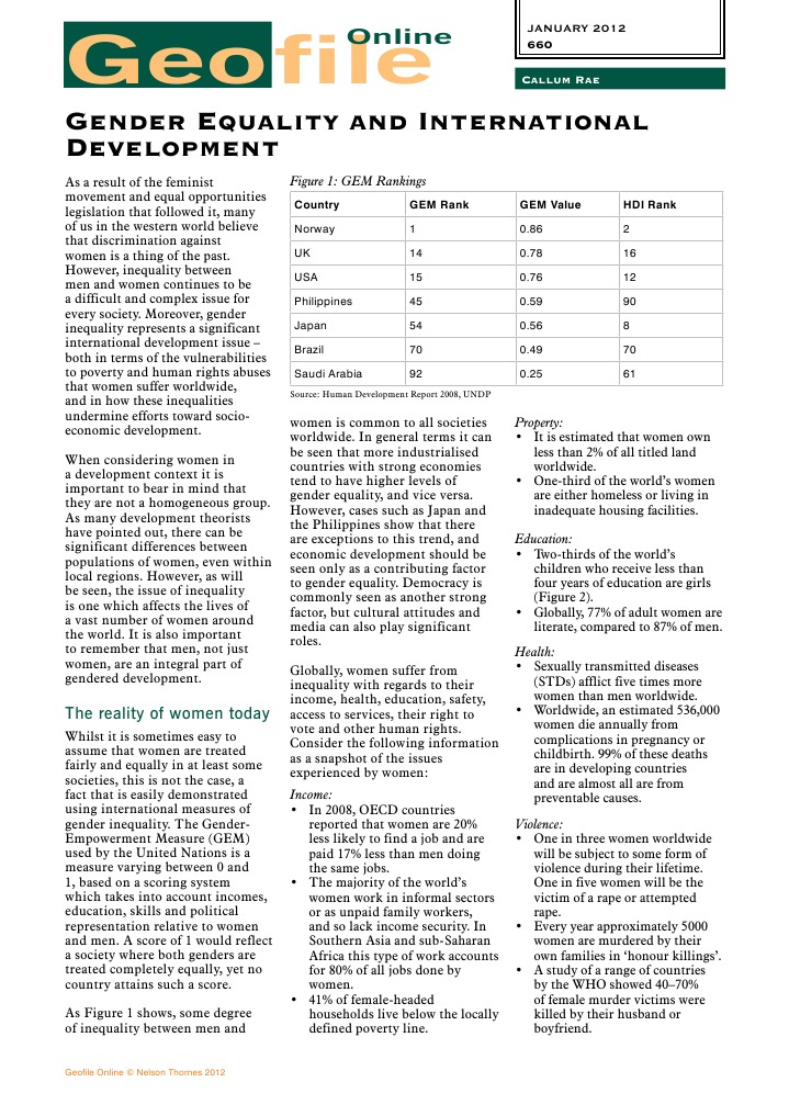 gf660 Gender Equality and Int Develop | PDF | Gender Equality | Gender ...