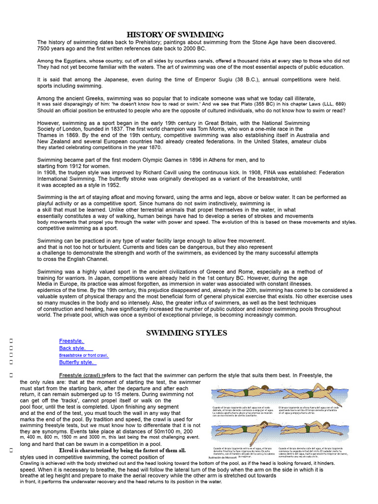 History of Swimming | PDF | Swimming (Sport) | Swimming