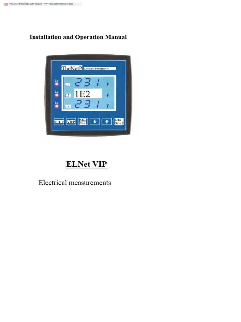 ELNet VIP Multimeter Manual | PDF | Transformer | Electromagnetism