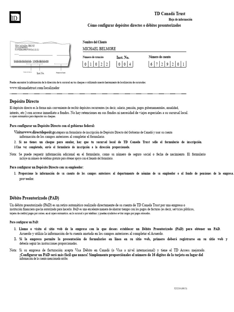 Depósito Directo | PDF | Tarjeta de débito | Industrias de servicio
