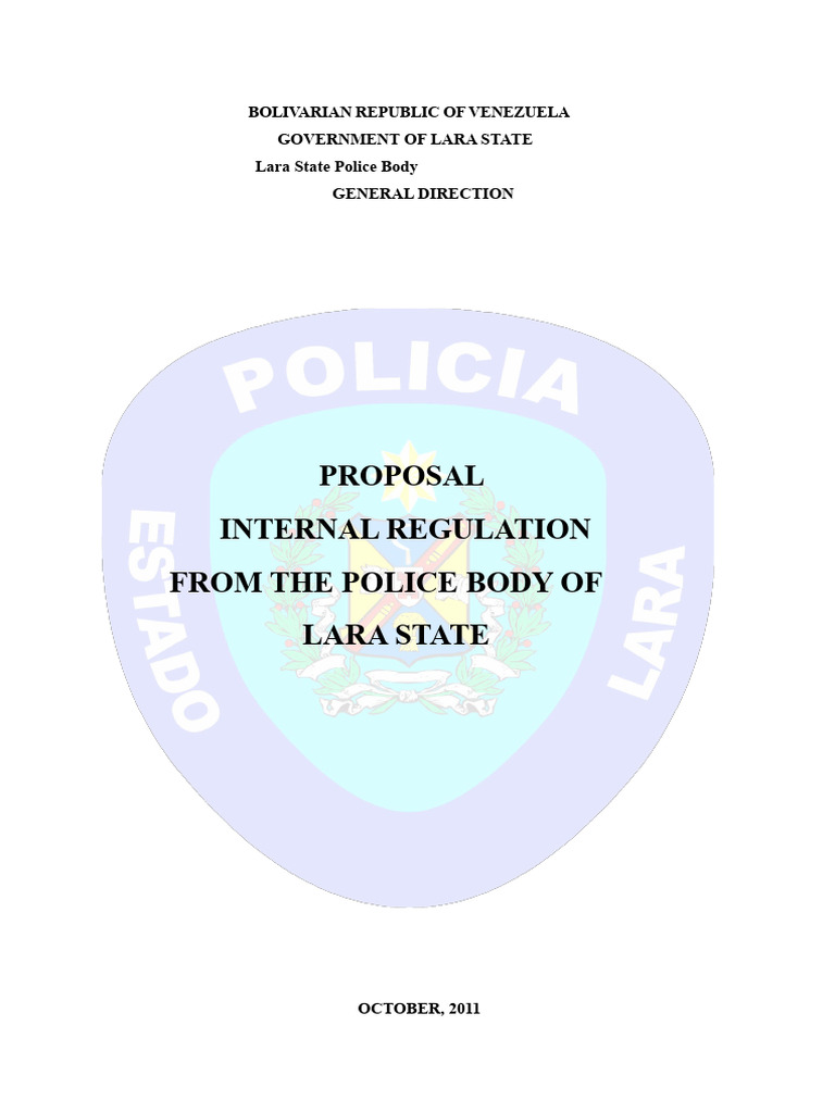 Internal Regulations of The Police Force of The State of Lara (Proposal ...