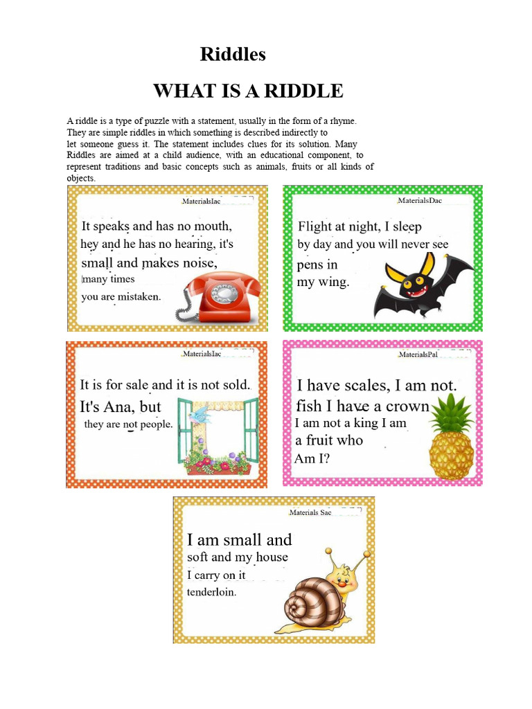 Riddles Jokes Tongue Twisters Bombs Legend Fable | PDF | Legends ...