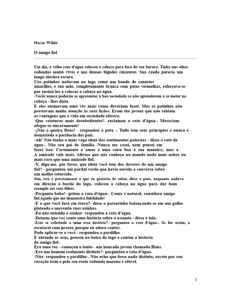 A Amizade Fiel em Oscar Wilde | PDF | Amizade