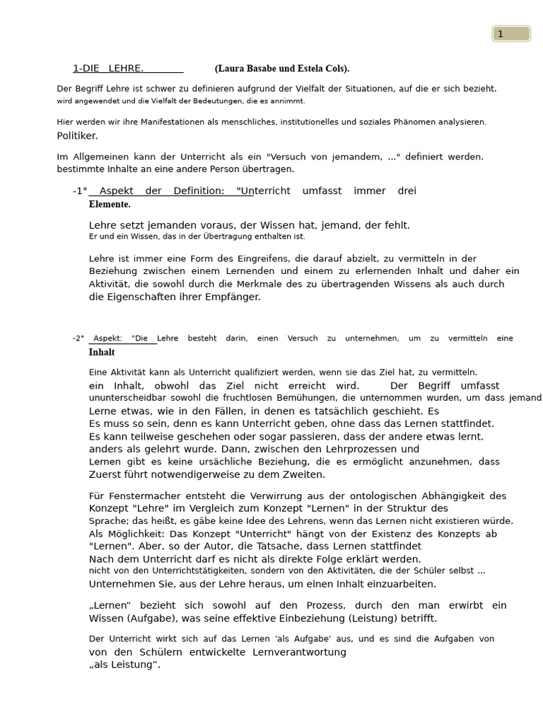 Die Lehre - Basabe Und Cols | PDF