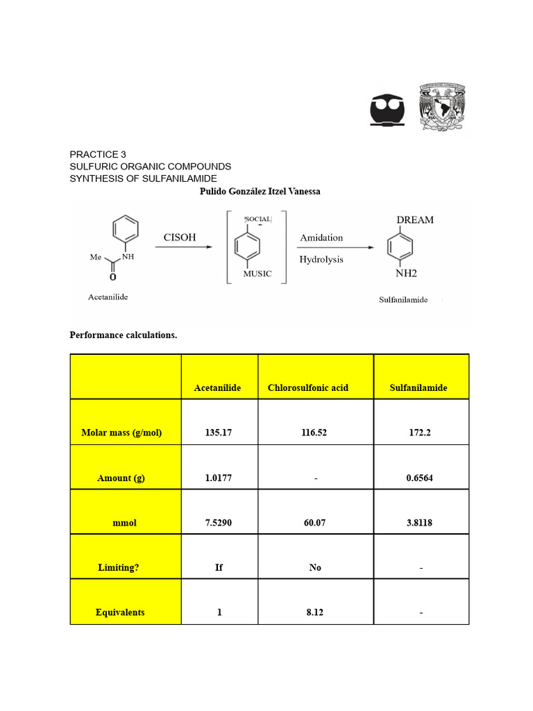 Synthesis of Sulfanilamide Process | PDF | Acid | Amide