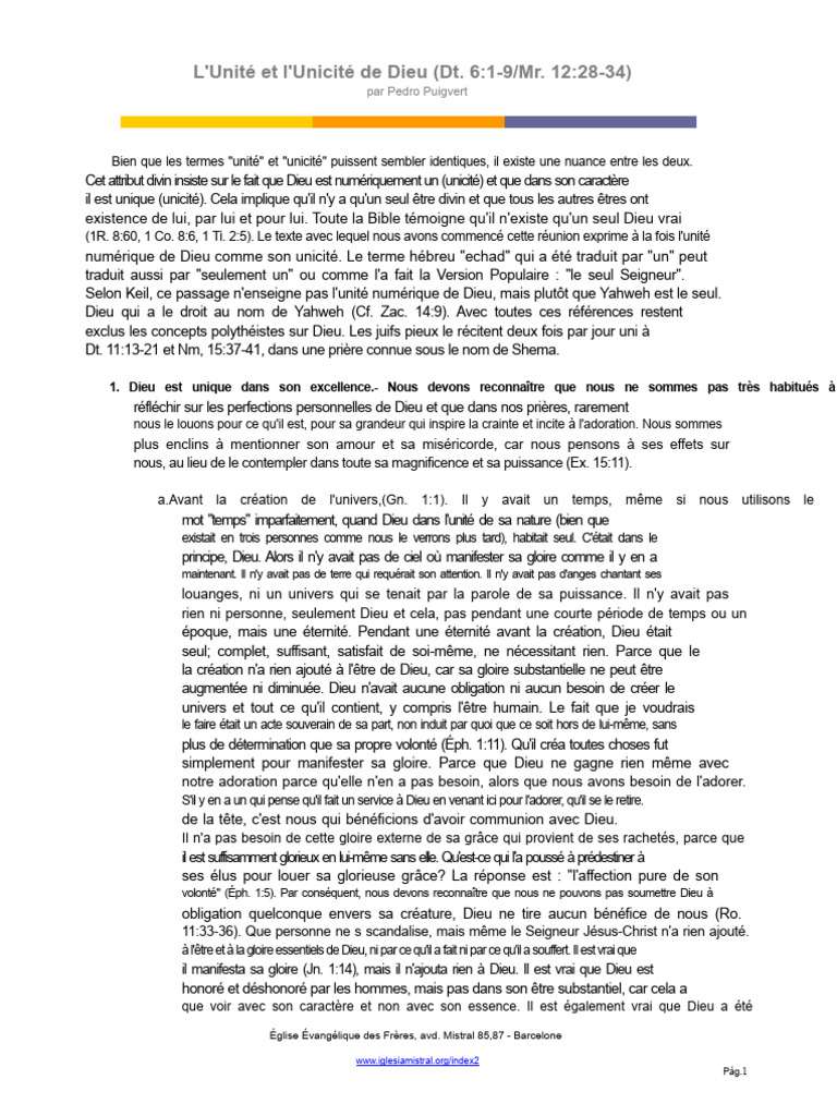 Unité et unicité de Dieu | PDF | Dieu | Trinité