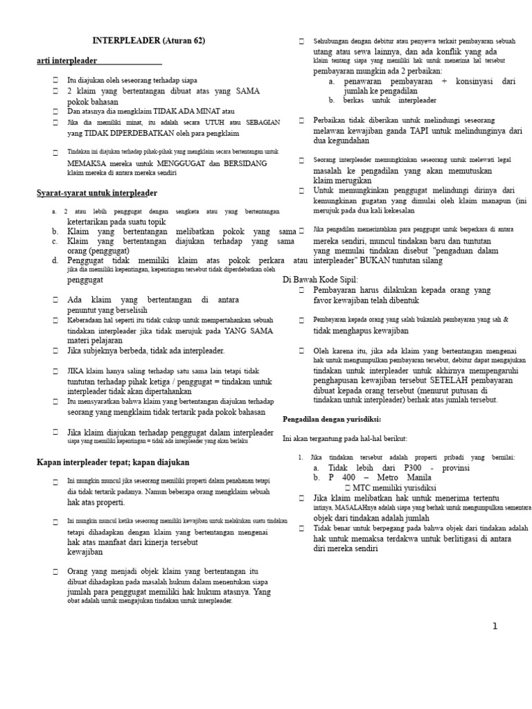 Panduan Lengkap Interpleader Hukum | PDF