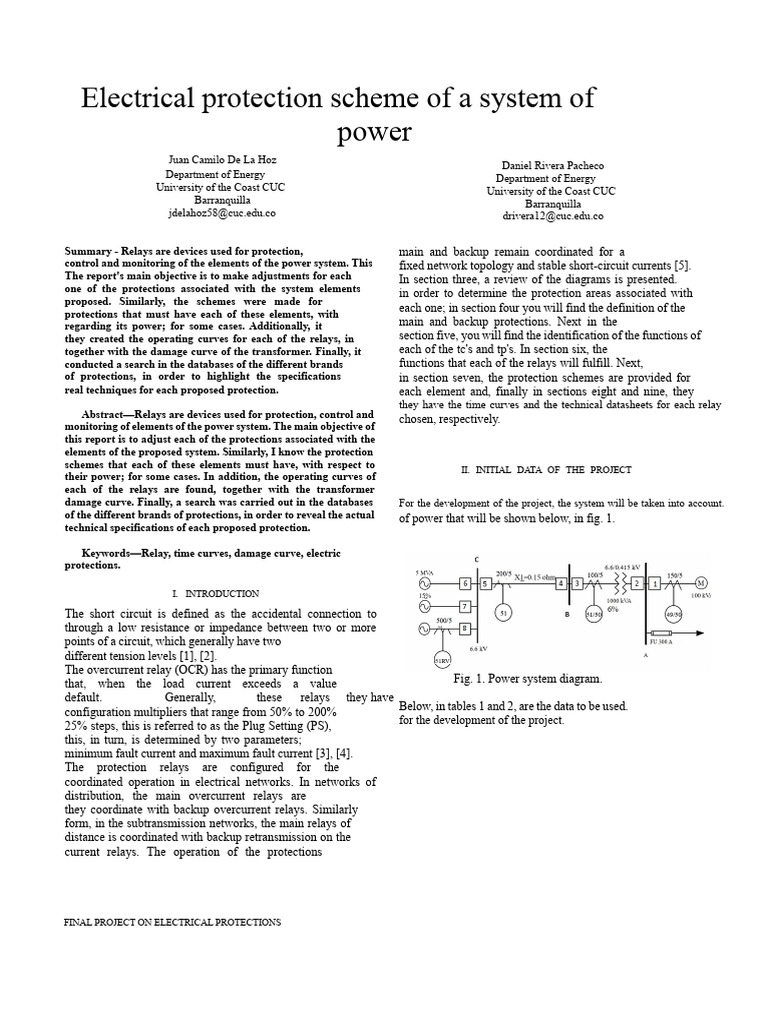 Electrical Protection Schemes for Power Systems | PDF | Relay | Transformer