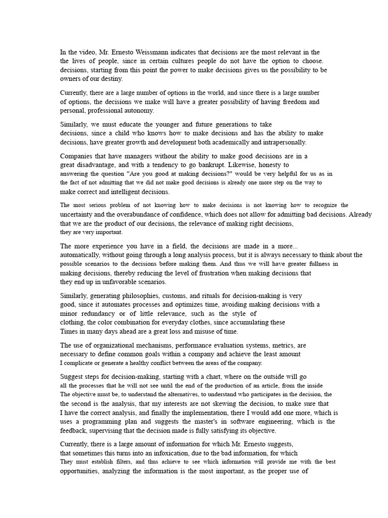 The Importance of Effective Decision-Making | PDF | Decision Making ...