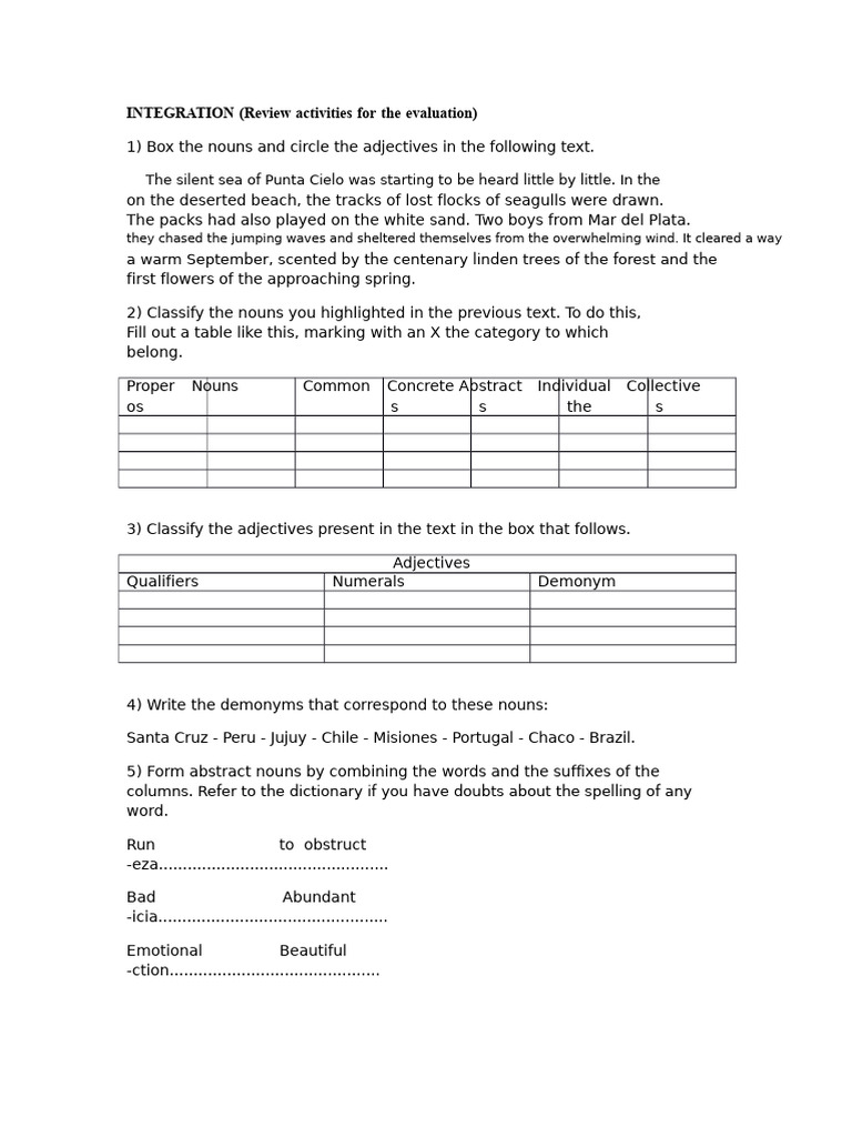 Language Integration Activities Guide | PDF | Noun | Adjective