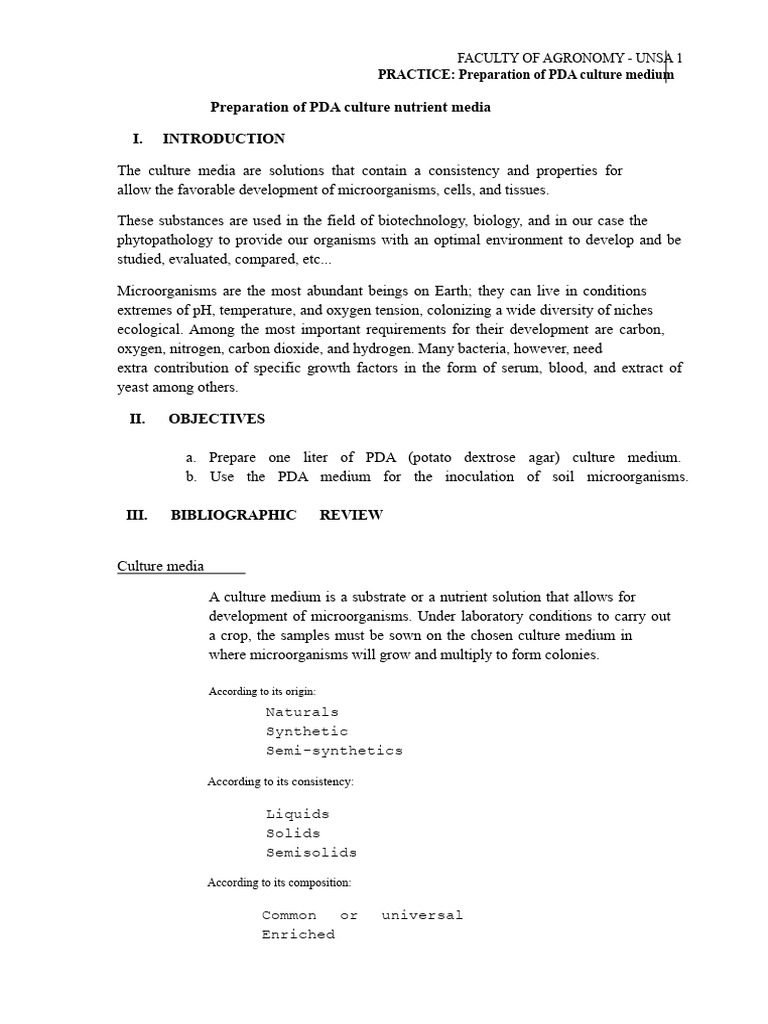 Prepare PDA Culture Medium Guide | PDF | Growth Medium | Bacteria