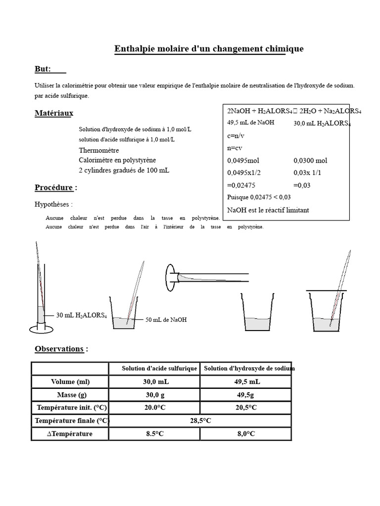 Enthalpie molaire de neutralisation | PDF | Hydroxyde de sodium ...