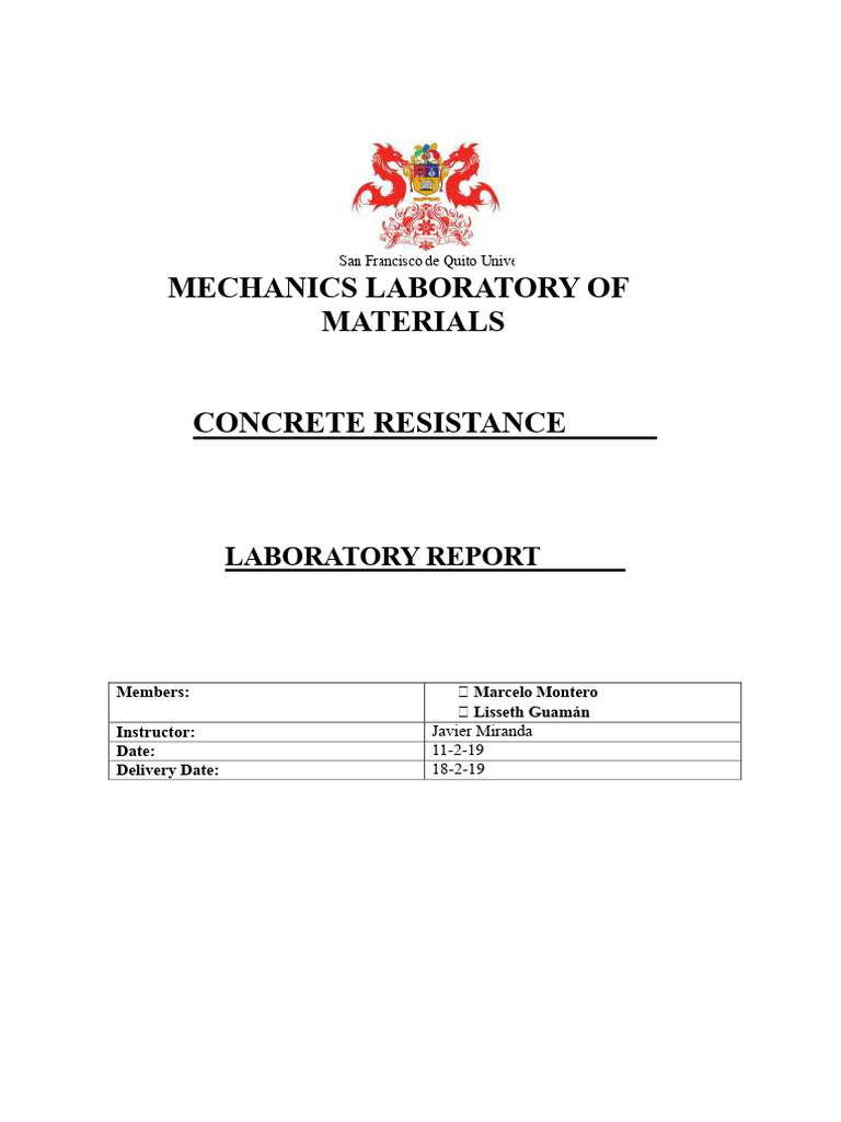 Laboratory Report - Concrete Compression | PDF | Concrete | Cement