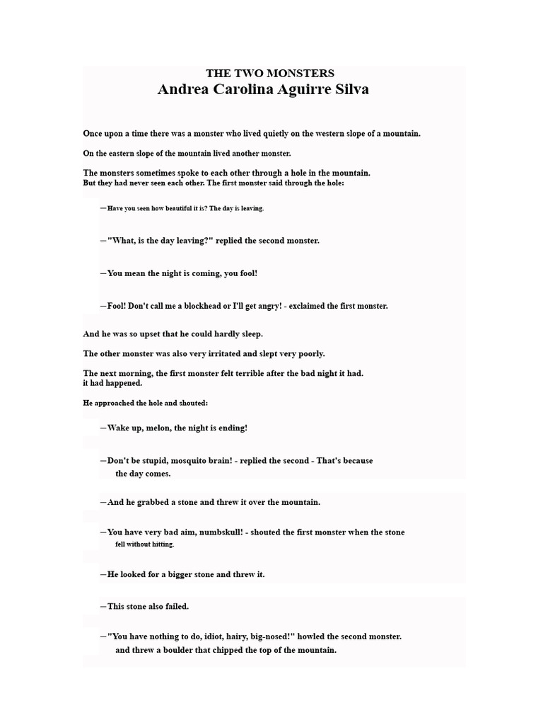 The Two Monsters' Misunderstanding | PDF