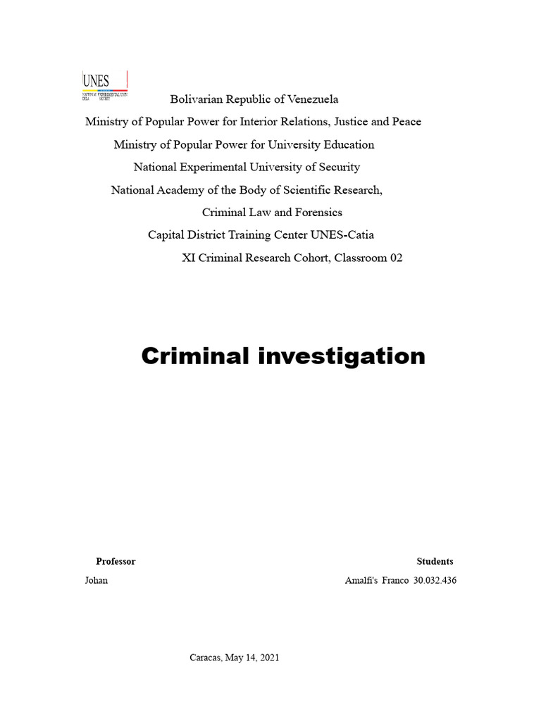 Criminal Investigation: Professor Students | PDF | Forensic Science ...