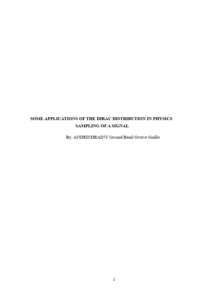 Some Applications of The Dirac Distribution in Physics | PDF ...